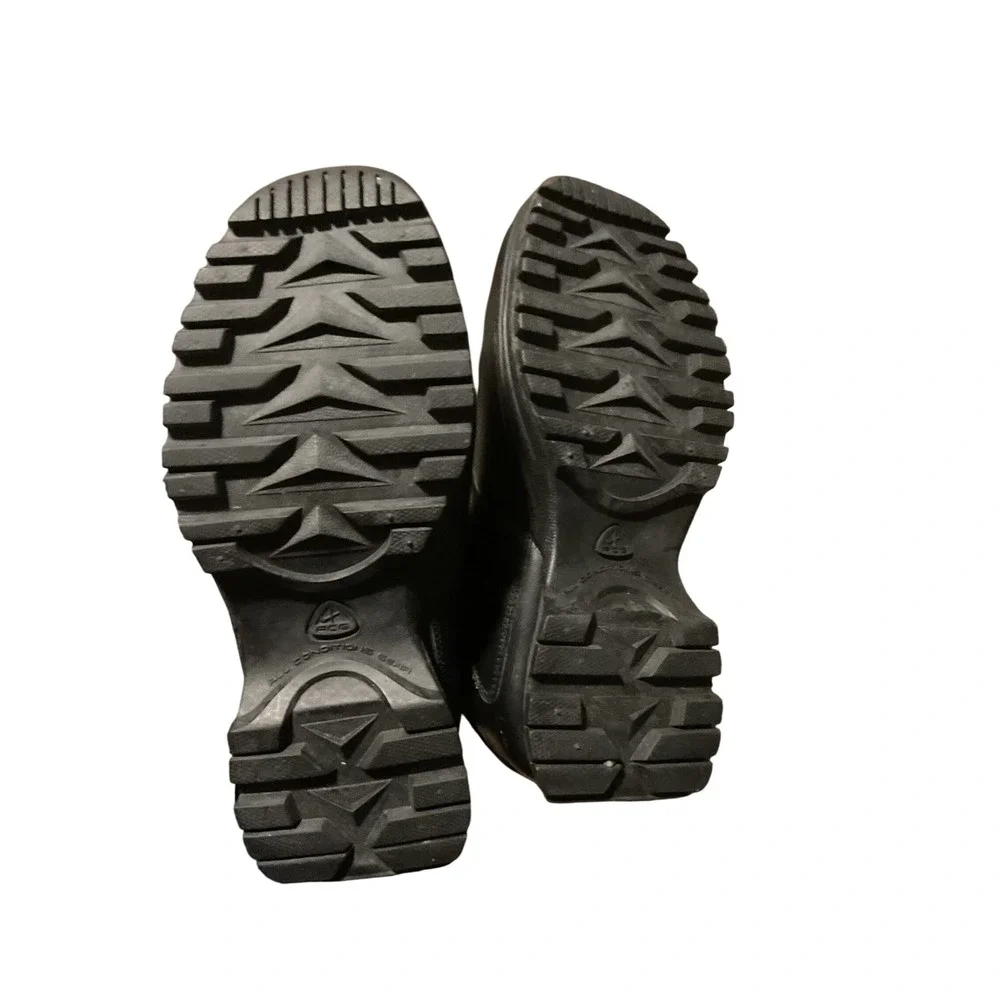 Kids Black Leather Ankle Boots Lug Sole Lace Up Casual Shoes 6‎ Y